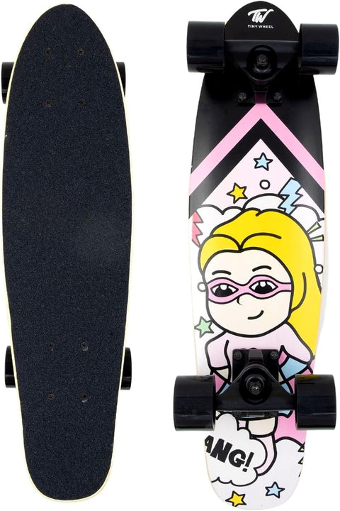 TiNY Wheel Skateboard - Supergirl & Astronaut style--لوح تزلج بتصميم الفتيات الخارقات ورائد الفضاء من تيني ويل