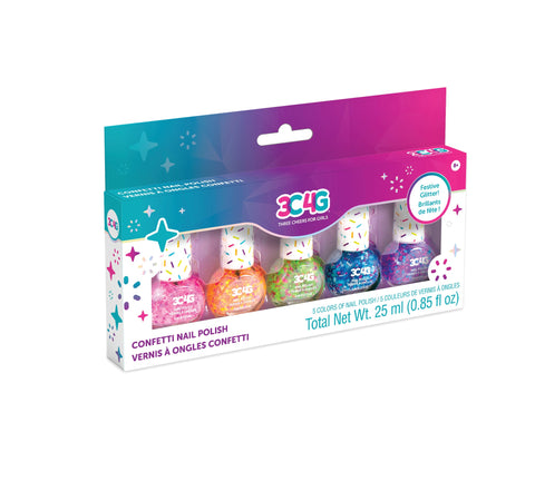 3C4G Confetti Nail Polish 5pk--طلاء أظافر كونفيتي 5 قطع