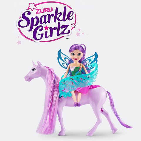 ZURU SPARKLE GIRLZ Fairy Princess with Unicorn 10.5" Playset --مجموعة اللعب مقاس 10.5 بوصة