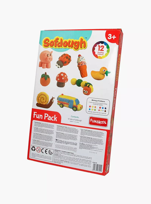 Sofdough™ Fun Pack Play Dough with 12 Attractive and Vibrant Colours--مجموعة اللعب المرحة من صوفداه مع 12 لونًا جذابًا وحيويًا، بلاستيك، ألوان متعددة