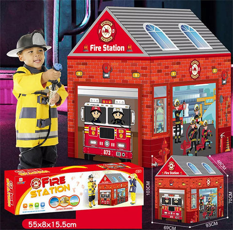 Children Fire Station Tent With Gable 19-995-5010D--خيمة محطة دفاع مدني