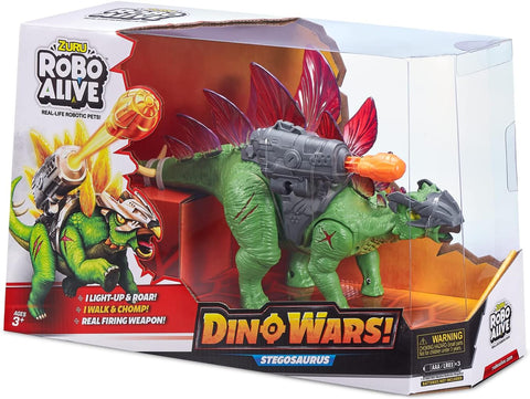 ZURU ROBO ALIVE Dino Wars -SERIES 1 Stegasaurus Toy with Epic Armor, Dino Blaster-- لعبة ستيجاسورس مع درع ملحمي، مسدس دينو .