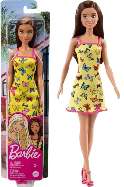 Barbie  Dolls Wearing Heart-Print Dresses & Platform Sneakers, for 3 to 7 Year Olds--باربي دمية عصرية للبنات