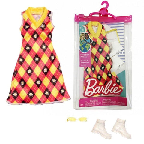 Barbie  Fashion Assortment of Doll Clothes, 1 Outfit & 2 Accessories for Barbie  Dolls, Gift for Kids 3 to 8 Years Old--مجموعة الملابس والإكسسوارات لدمية Barbie®‎