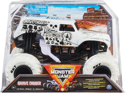 Monster Jam, Official Grave Digger Monster Truck, Collector Die-Cast Vehicle, 1:24 Scale--شاحنة جريف ديغر مونستر الرسمية بمقياس 1:24