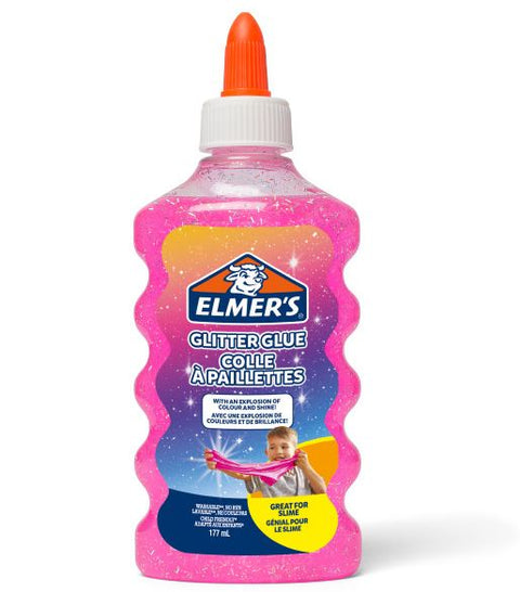 ELMERS Glitter Glue PINK Washable 177ml--ايلميرز سائل غراء وردي لامع 177ملم