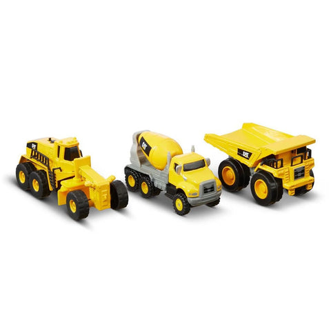 CAT Funrise Die Cast Metal Wheel Loader, Excavator and Steam Roller, Yellow, Set of 3 ASST--كات محمل بعجل معدني مصبوب من فانرايز، حفارة وبكرة بخار، اصفر، مجموعة من 3 قطع