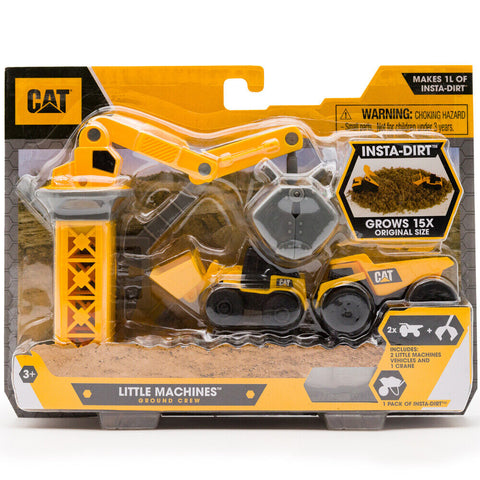 CAT Little Machines Ground Crew Vehicle Set 83195 with Crane Digger and Dumper--مجموعة مركبات الطاقم الأرضي من كات ليتل ماشينز 83195 مع حفار رافعة وقلابة