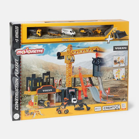 Majorette Creatix Construction + 5 Volvo vehicles--مجموعة اعمال البناء + 5 مركبات فولفو