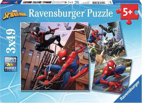 Ravensburger Marvel Spider-Man, 3x 49 piece Jigsaw Puzzles--لعبة ألغاز رافينسبرجر مارفل سبايدر مان، 3 في 49 قطعة