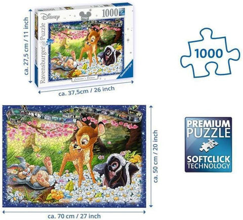 Ravensburger Disney Bambi Collector's Edition 1000 Piece Puzzle  Every Piece is Unique, Soft click Technology Means Pieces Fit Together --ريفينز بيرغر بازل ديزني بامبي 1000 قطعة ، كل قطعة فريدة من نوعها، تقنية سوفت كليك تعني قطع تناسب بعضها