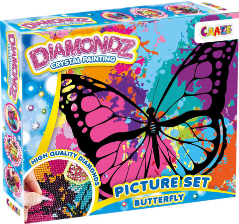 Craze DIAMONDZ – Picture Set Butterfly--مجموعة رسم بالألماس دايموندز على شكل فراشة للأطفال