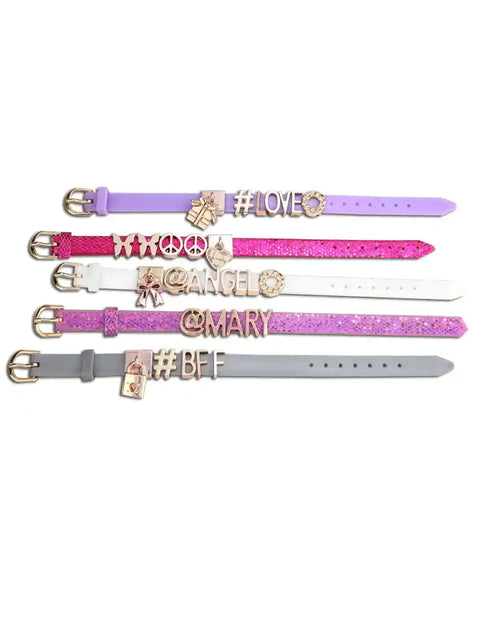 Tasia Message Bands Rose Gold Collection for Girls--مجموعة اساور الحروف الذهبية للبنات من تاسيا