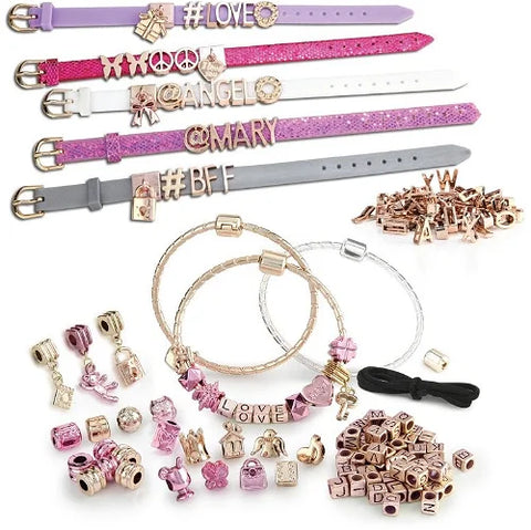 Tasia Message Bands Rose Gold Collection for Girls--مجموعة اساور الحروف الذهبية للبنات من تاسيا