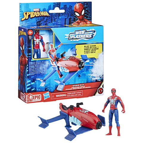 Marvel Spider-Man Epic Hero Series Web Splashers Spider-Man Hydro Jet Blast--مركبة رذاذ الشبكة من سبايدرمان