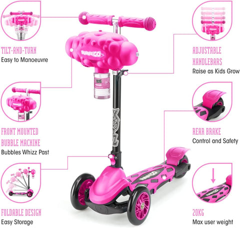 Xootz Kids Bubble Go Foldable Scooter--سكوتر الفقاعات القابل للطي للاطفال من اكسووتز