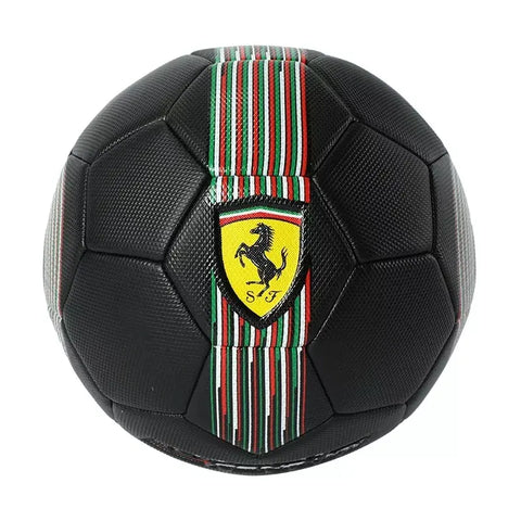 FERRARI #5 MACHINE SEWING SOCCER BALL-BL--فيراري كرة قدم أسود مع خطوط بيضاء-5 بوصة