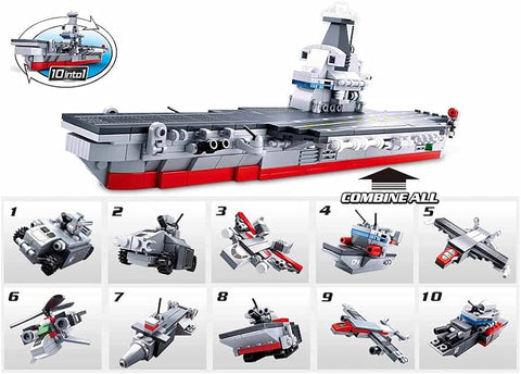 SLUBAN ARMY-10IN1 AIRCRAFT CARRIER(GIFT --سلوبان قطع تركيب حاملة طائرات 361 قطعة 10في1