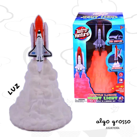 Shuttle Launch Night Light, with a diecast shuttle and plastic booster (3xAA 1.5V battery included)--ضوء ليلي لإطلاق المكوك، مع مكوك مصبوب ومعزز بلاستيكي (بطارية 3x 1.5 فولت متضمنة)