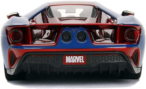 Jada Marvel Spiderman 2017 Ford GT 1:24, die cast--جادا مارفل سبايدرمان 2017 فورد جي تي 1:24، مصبوبة