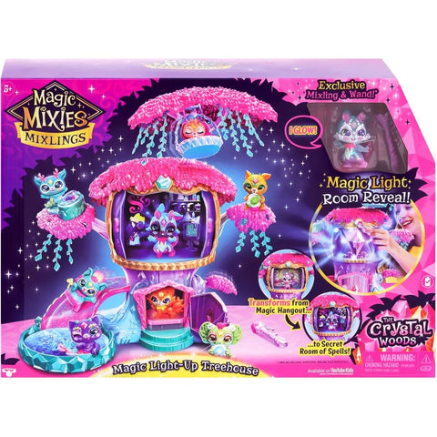 Magic Mixies Mixlings Magic Light-Up Treehouse with Magic Room Reveal and Exclusive Glow Magic Mixling and Wand--ماجيك ميكسيز منزل شجرة سحري مضيء من ميكسلينغز مع سحر روم ريفيل وتوهج سحري حصري وعصا