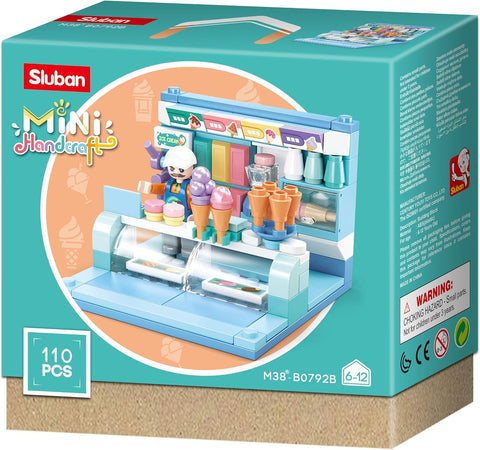 Sluban Mini Handcraft Series - Shops Building Blocks (8 in One Box) With Mini Figures--سلسلة سلوبان الصغيرة للحرف اليدوية - مكعبات بناء المتاجر (8 في صندوق واحد) مع شخصيات صغيرة