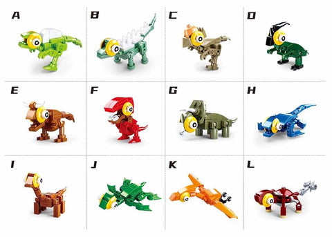 Sluban Qbricks Egg - Building Set 12 Different Dinosaurs -24 Egg-- بيضة سلوبان كيو بريكس - مجموعة البناء المكونة من 12 ديناصورًا مختلفًا - 24 بيضة