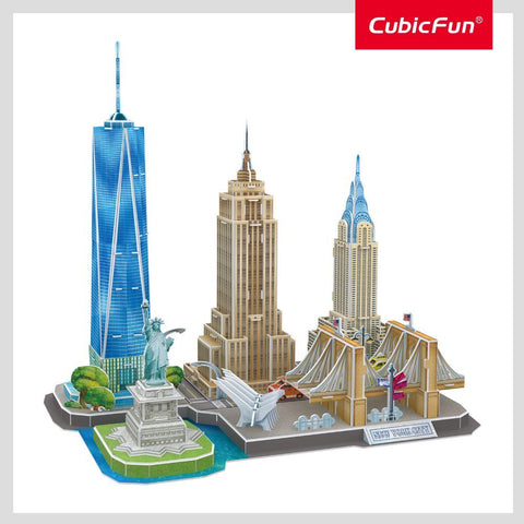 Cubic Fun City Line New York City 3D Puzzle - 3 Years and Above--من ثري دي  لغز مدينة نيويورك 123 قطعة، 8 سنوات فما فوق،