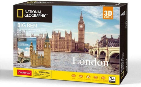 Cubicfun National Geographic 3D London Puzzles Britain Architecture Model Kits Toys For Adults And Children, The Big Ben, With A Booklet--مجموعة ألعاب بازل لندن ثلاثية الأبعاد من ناشيونال جيوغرافيك من كيوبيك فن، نموذج العمارة البريطانية للبالغين والأطفال