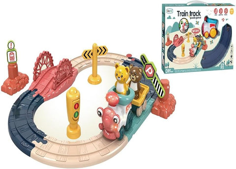 Track Train with Light and Music 22 Pcs-2090353--لعبة قطار حيوانات مع ضوء وموسيقى