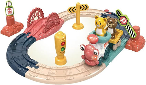 Track Train with Light and Music 22 Pcs-2090353--لعبة قطار حيوانات مع ضوء وموسيقى