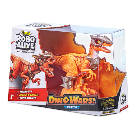 ZURU ROBO ALIVE Dino Wars -SERIES 1 Raptor Toy with Epic Armor, Dino Blaster -- لعبة رابتور مع درع ملحمي، مسدس الديناصورات