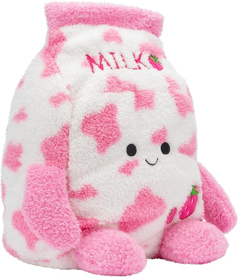 BumBumz 7.5-inch Plush - Sunday Strawberry Milk Collectible Stuffed Toy - BreakfastBumz--لعبة بامبومز القطيفة مقاس 19.05 سم - لعبة محشوة بحليب الفراولة يوم الأحد - سلسلة الإفطار بومز