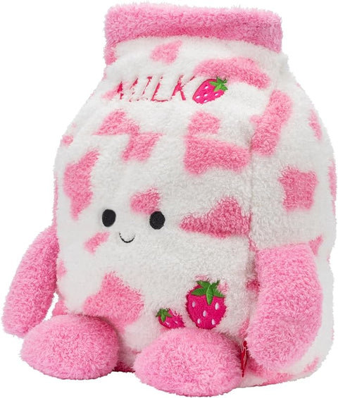 BumBumz 7.5-inch Plush - Sunday Strawberry Milk Collectible Stuffed Toy - BreakfastBumz--لعبة بامبومز القطيفة مقاس 19.05 سم - لعبة محشوة بحليب الفراولة يوم الأحد - سلسلة الإفطار بومز