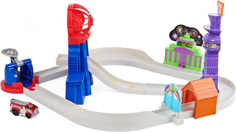 Paw Patrol, True Metal Total City Rescue Movie Track Set with Exclusive Marshall Vehicle, 1:55 Scale--باو باترول, مجموعة مسارات فيلم توتال سيتيمقياس 1:55