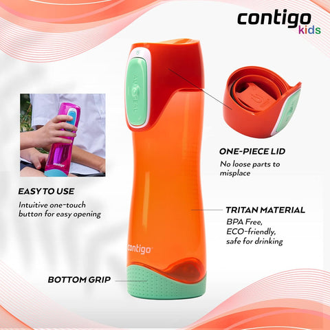 Contigo Autoseal Swish Water Bottle, 500-Orange--كونتيجوزمزمية 500مل بنك خوخي 2095117