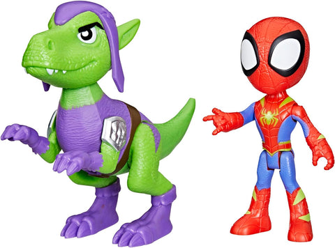 Marvel Spidey and His Amazing Friends Dino-Webs, Spidey and Goblin Raptor--بندقية شبكة ديناصور السوبر البطل