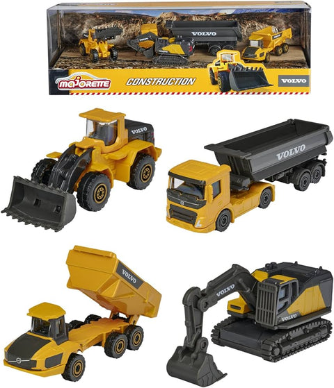 Majorette Volvo 4 Pieces Giftpack--فولفو -مجموعة 4 شاحنات اعمال بناء متنوعة