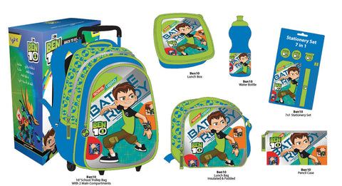 BEN10 12 in 1 Trolley Set (16" Trolley) BEN10--طقم شنطة ترولي 12 في 1 بين تن 16 انش