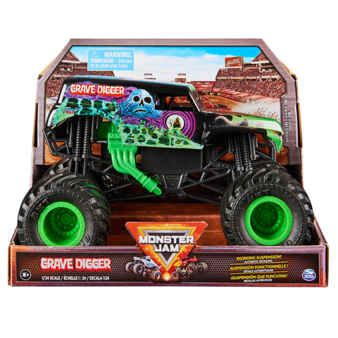 Monster Jam 1:24 Diecast Vehicle Grave Digger #2--لعبة حفار قبور سيارة مصبوبة بمقياس 1:24 من مونستر جام #2