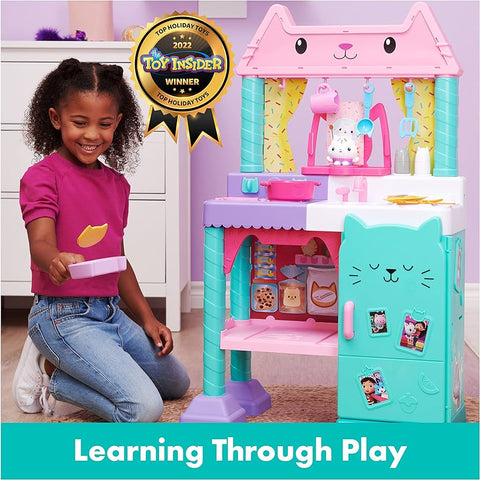 Gabby's Dollhouse, Cakey Kitchen Set for Kids with Accessories, Play Food, Sounds, Music and Toys--مجموعة لعبة مطبخ كيكي للاطفال مع ملحقات وطعام لعبة واصوات وموسيقى والعاب