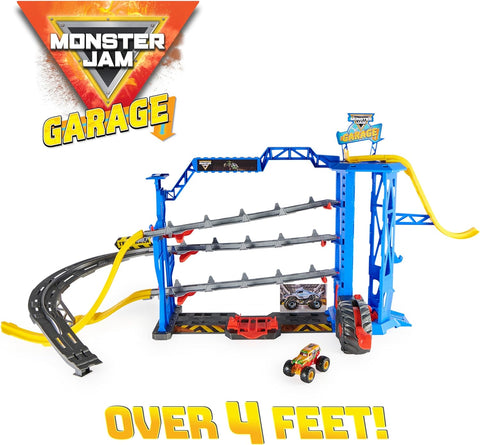 Monster Jam Garage Playset and Storage with Exclusive Grave Digger Monster Truck--مجموعة لعب وتخزين كراج مونستر جام مع شاحنة مزودة باضواء واصوات