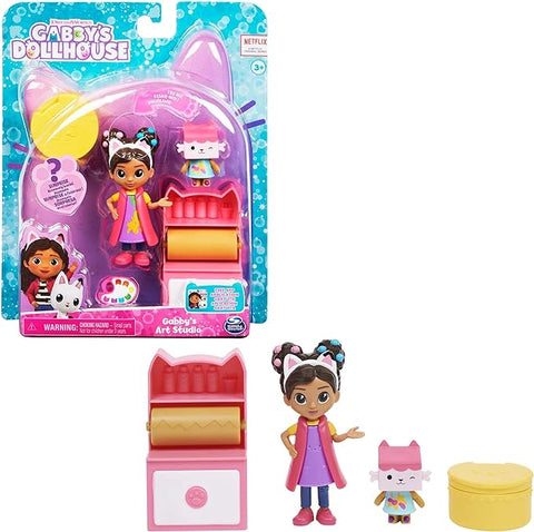 Gabby’s Dollhouse, Art Studio Set with 2 Toy Figures, 2 Accessories, Delivery and Furniture Piece--مجموعة ارت ستوديو مع مجسمات واكسسوارات من من غابيز دولهاوس