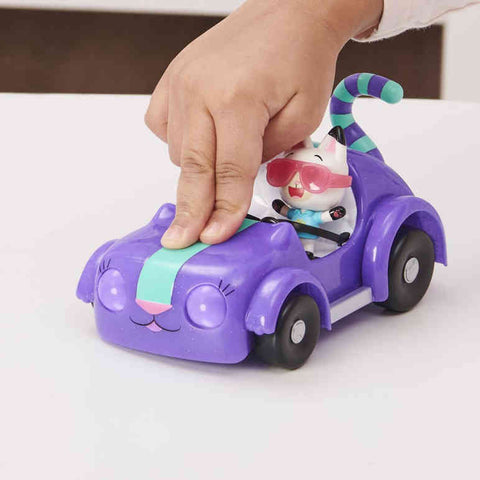 Gabby's Dollhouse Carlita Car with Pandy Paws Collectible Figure and 2 Accessories--بيت الدمى جابي 6062145، سيارة كارليتا مع شخصية باندي باوز القابلة للتجميع و2 من الملحقات