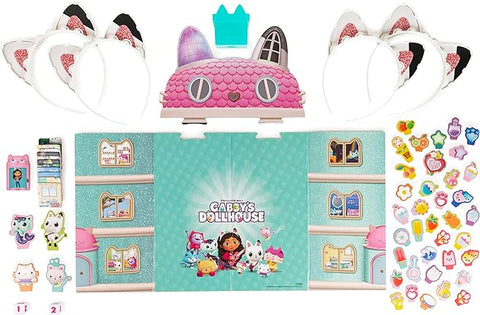 Gabby’s Dollhouse, Meow-mazing Board Game Based on the DreamWorks Netflix Show with 4 Kitty Headband--لعبة بيت دمى غابيز دولهاوس العاب لوحية دريم ووركس