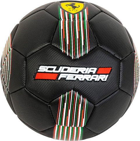 FERRARI #5 MACHINE SEWING SOCCER BALL-BL--فيراري كرة قدم أسود مع خطوط بيضاء-5 بوصة