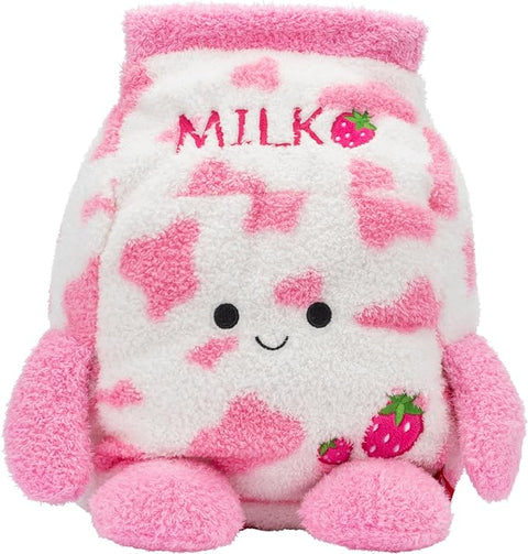 BumBumz 7.5-inch Plush - Sunday Strawberry Milk Collectible Stuffed Toy - BreakfastBumz--لعبة بامبومز القطيفة مقاس 19.05 سم - لعبة محشوة بحليب الفراولة يوم الأحد - سلسلة الإفطار بومز