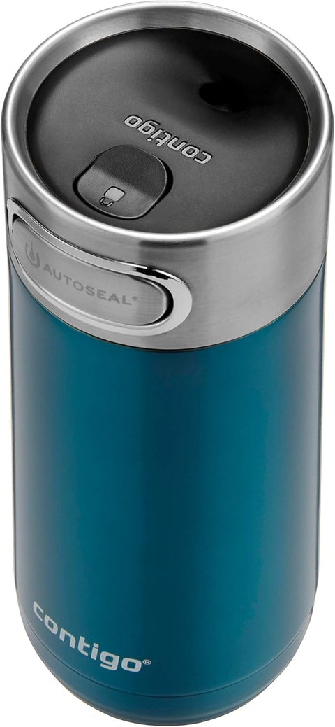 Contigo Autoseal Luxe Vacuum Insulated S-Blue--كونتيجو كوب سفر من لوكس اوتو سيل، ترمس حراري من الستانلس ستيل، مانع للتسرب