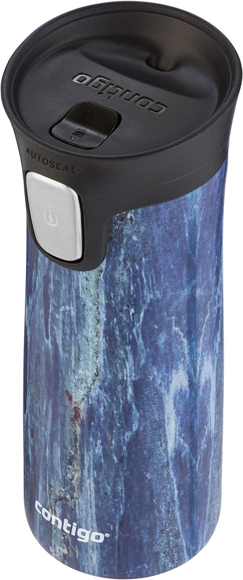 Contigo Autoseal Pinnacle Couture Vacuum-wooden Blue--كوب بيناكل عازل للسفر من كونتيجو، حراري ستانلس ستيل، بغطاء مانع للتسرب