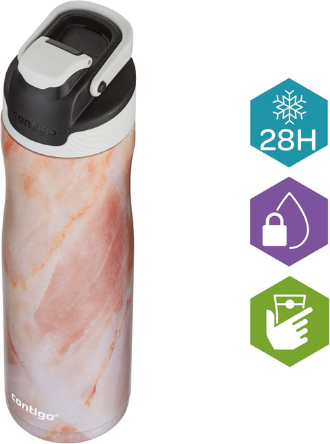 Contigo Autoseal Couture Chill - Vacuum-Pink--زجاجة مياه كوتور معزولة من الستانلس ستيل بتقنية اوتوسيل مانعة للتسريب 100% من كونتيجو